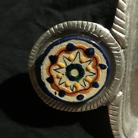 Mexican Pewter Serving Tray - Picture 9 of 10